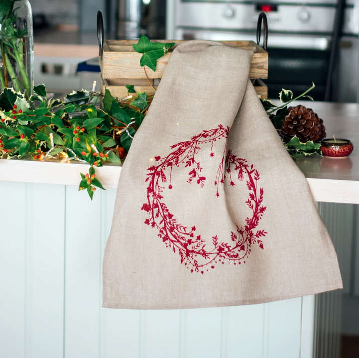 Tea Towel - Christmas Wreath