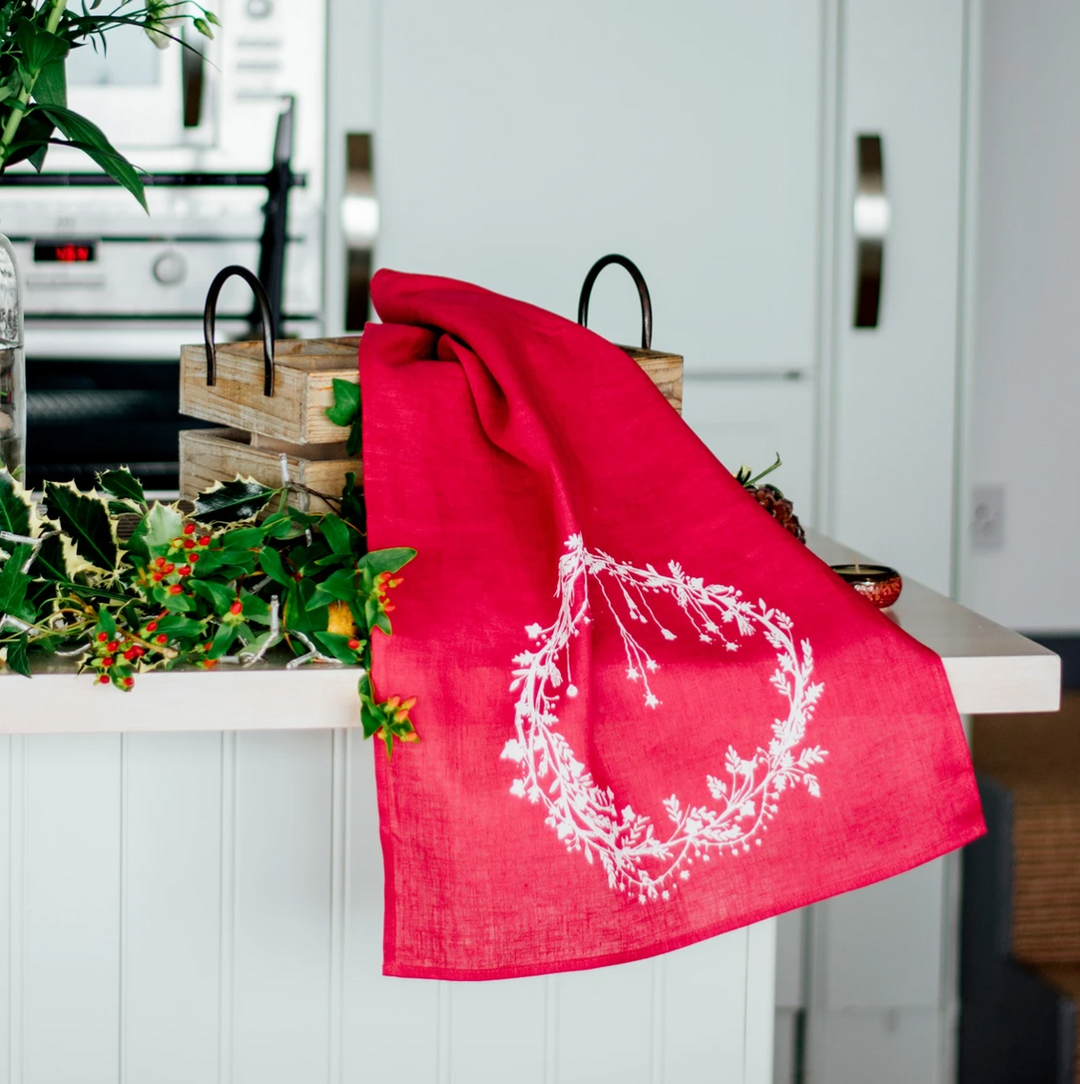 Tea Towel - Christmas Wreath