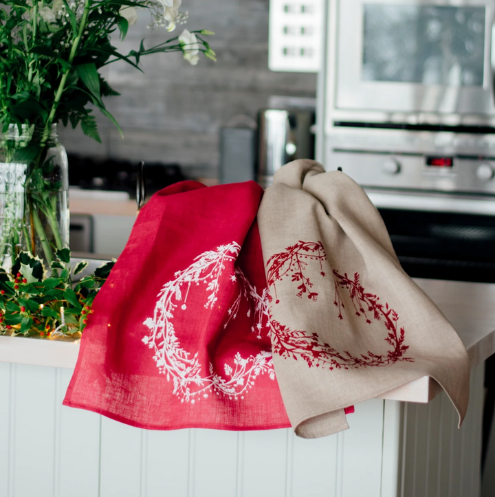 Tea Towel - Christmas Wreath