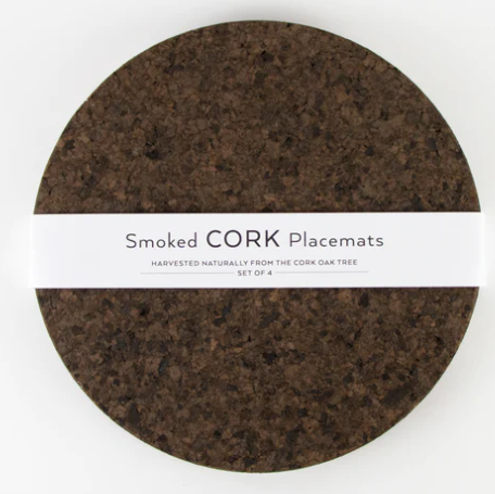 Smoked Cork Round Placemats Set of 4