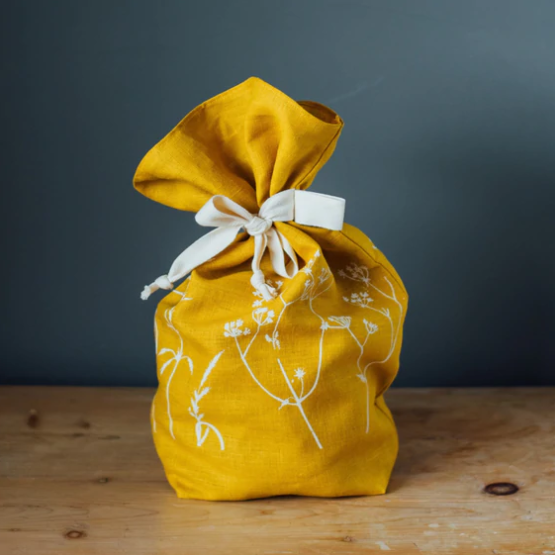 Hand Printed Hedgerow Linen Bread Bag