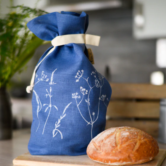 Hand Printed Hedgerow Linen Bread Bag