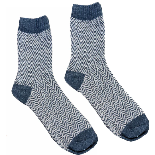 Blue + Cream Zig Zag Socks