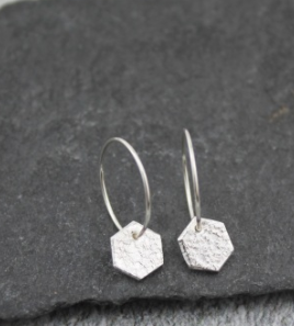 Silver Charm Hoop Earrings