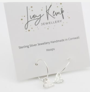 Silver Charm Hoop Earrings