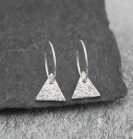 Silver Charm Hoop Earrings