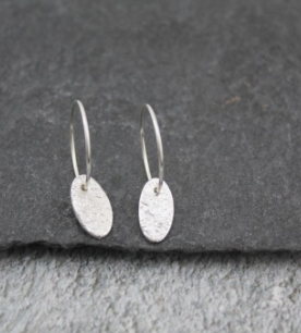 Silver Charm Hoop Earrings