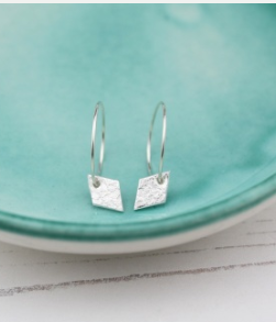 Silver Charm Hoop Earrings
