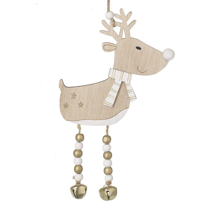 Wooden Reindeer with Beads and Bells