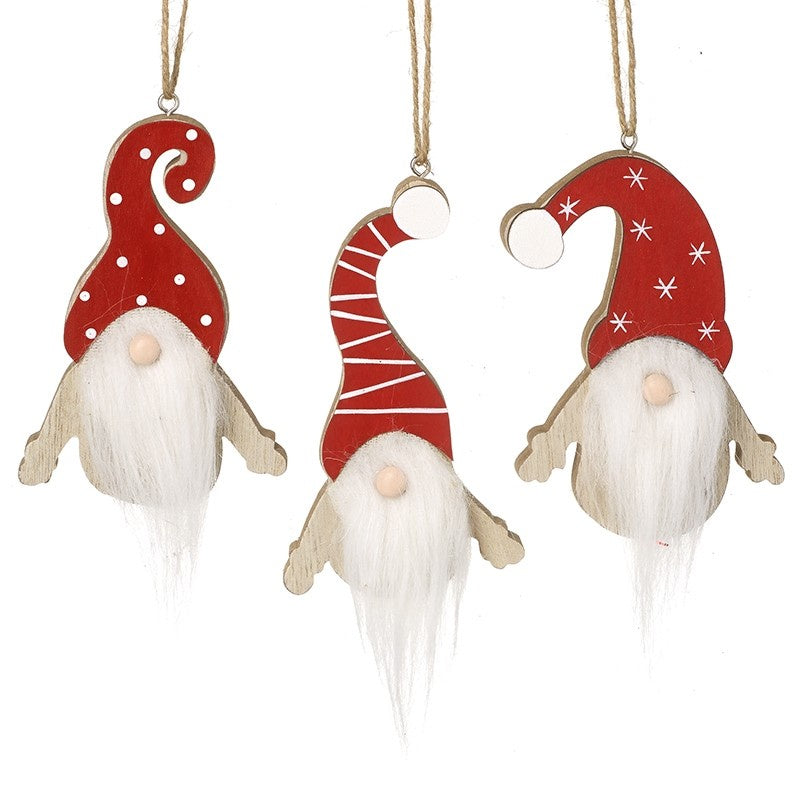 Wooden Gonk Decoration with Fur Beard