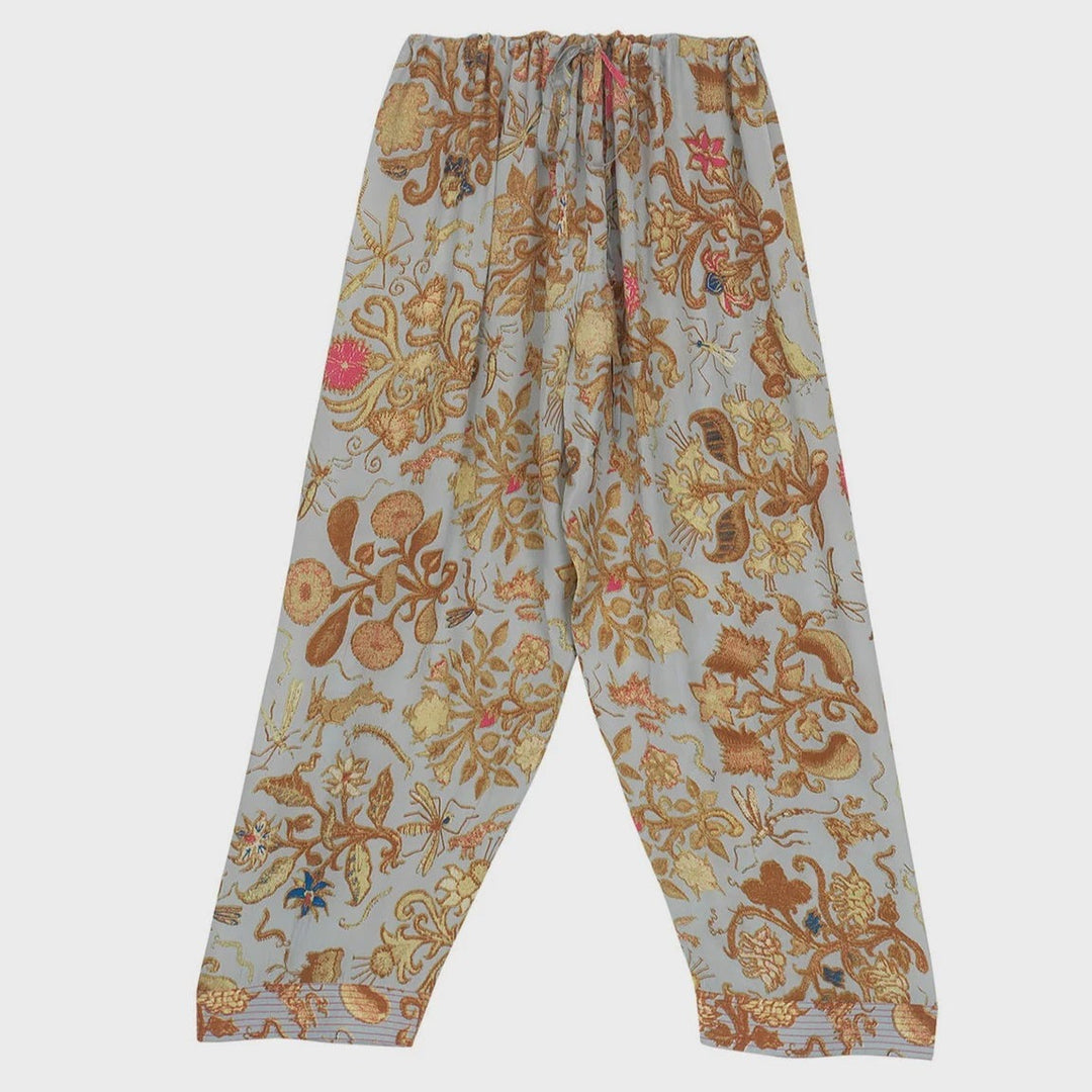 Tudor Rose Palazzo Pants Grey