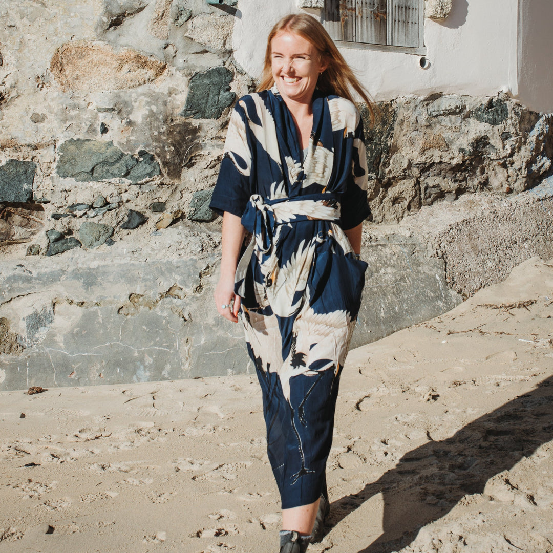 Crepe Rachel Dress Stork Navy