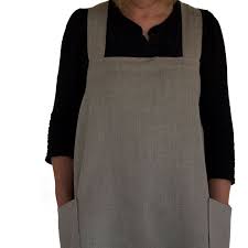 Linen Hand Printed Natural Hedgerow - Cross Back Apron