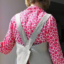 Linen Hand Printed Natural Hedgerow - Cross Back Apron
