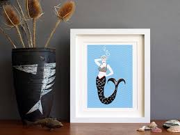 A4 Mid Mod Mermaid Unframed Print