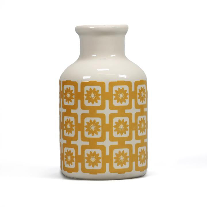 Ceramic Vase - Yellow Flower Tile Print