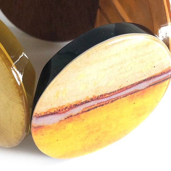 Large Wooden and Resin Disk Bracelet
