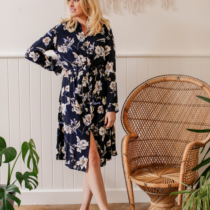 Ilena Shirt Dress in Blue Floral