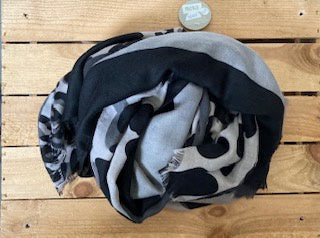Animal Print Scarf - Black and Grey