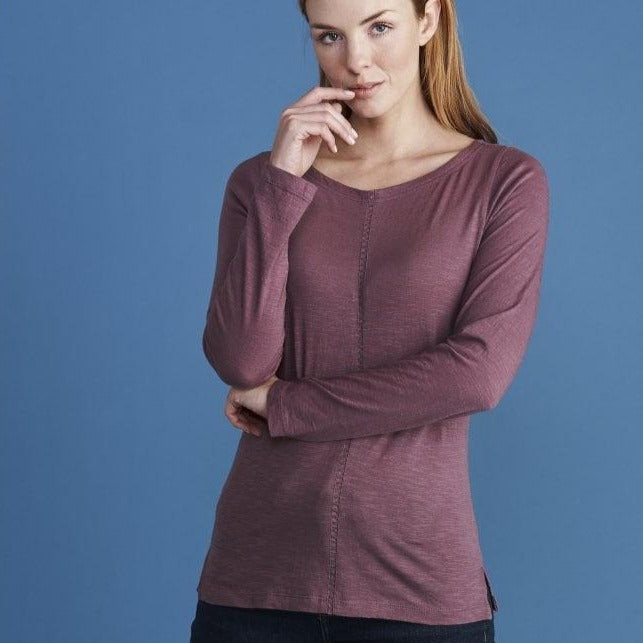 Boat Neck Top in Black Plum