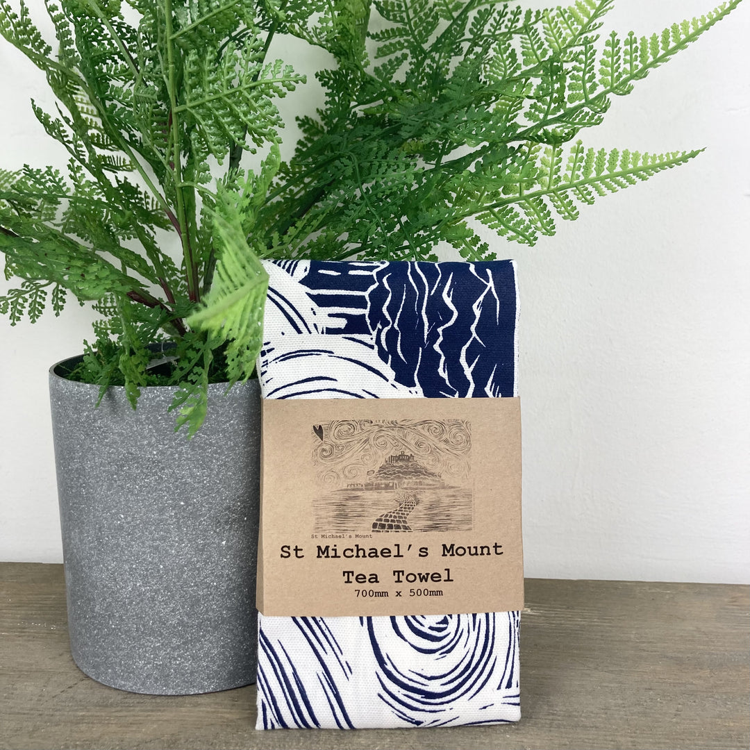 St Michael's Mount Screen Printed Tea Towel