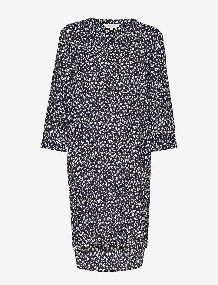 Talla Shirt Dress - Dark Blue with Mini Flower Print