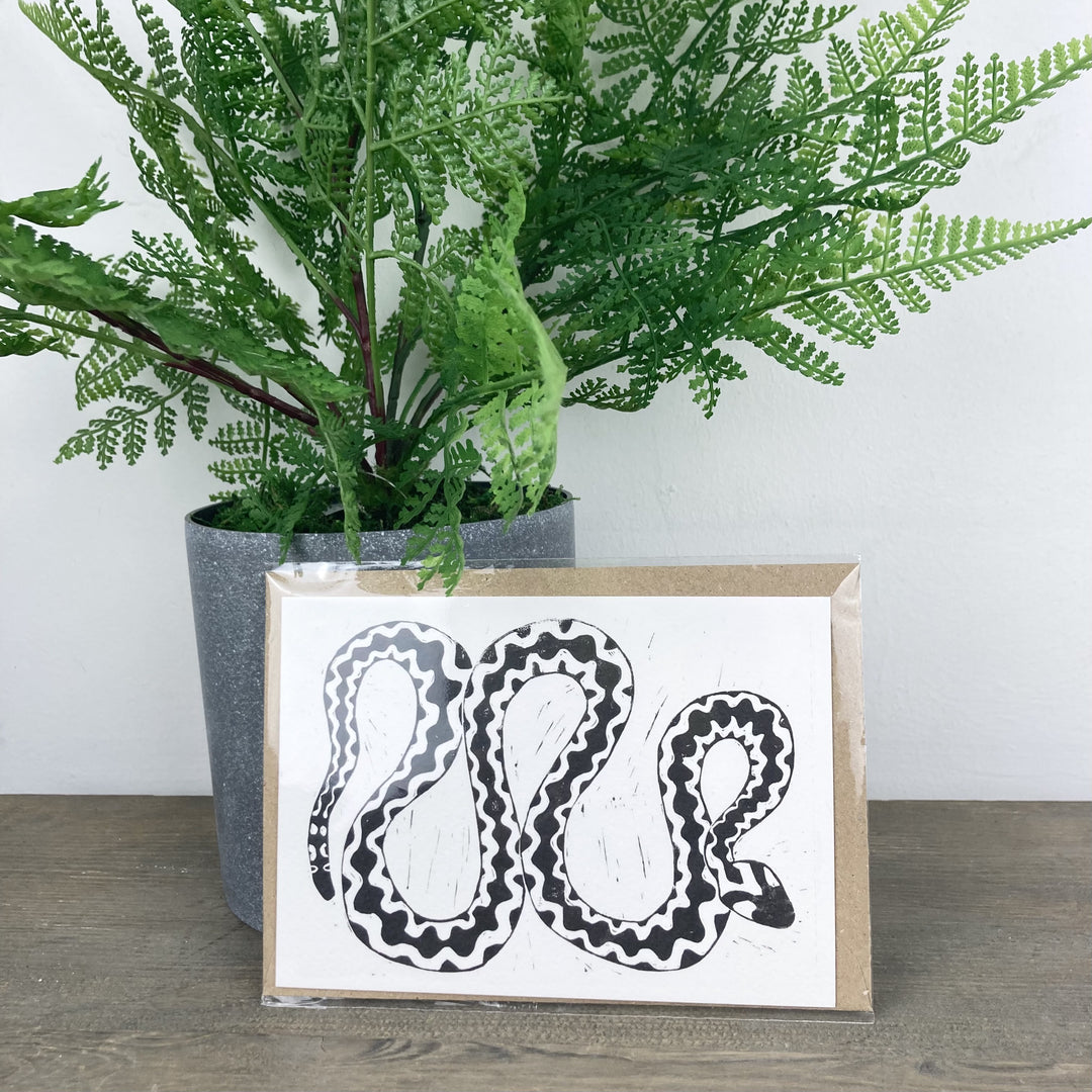 Adder Lino Print Card