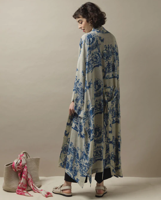 Ancient Columns Crepe Long Kimono