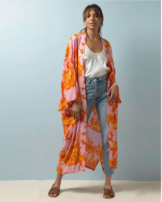 Ancient Columns Crepe Long Kimono