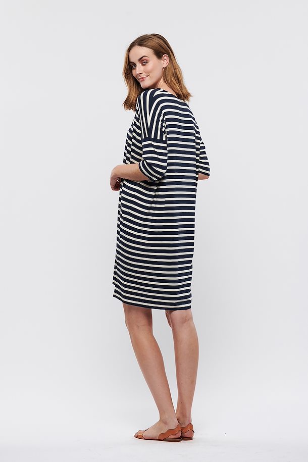 Dericka Dress - Blue and Cream Stripe
