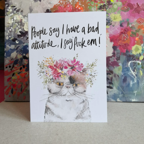 Bad Attitude Cat Greetings Card