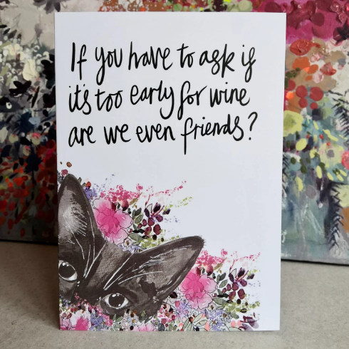 Pop Cat with Flowers Card