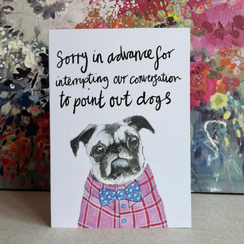 Pug in a Shirt Greetings Card