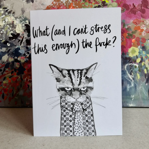 Grumpy Colin Cat Greetings Card