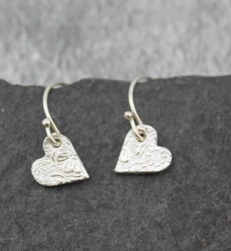 Silver Textured Drop Earrings