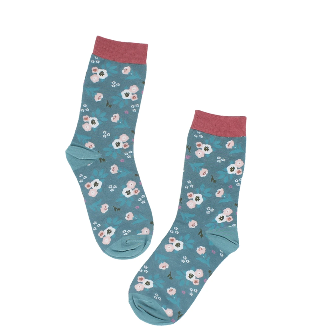 Floral Blue Socks