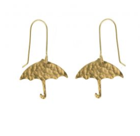 Hammered Brass Umbrella Earrings