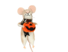 Wool Mix Mouse & Pumpkin Decoration - Halloween