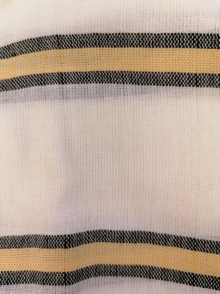 Vanja Scarf - Cream with Navy and Yellow Stripes