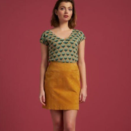 Olivia Suede Skirt - Gold