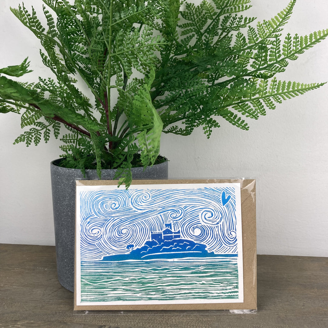 St Michael's Mount Lino Print Card