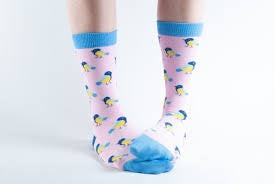 Bamboo Bird Socks on Pink