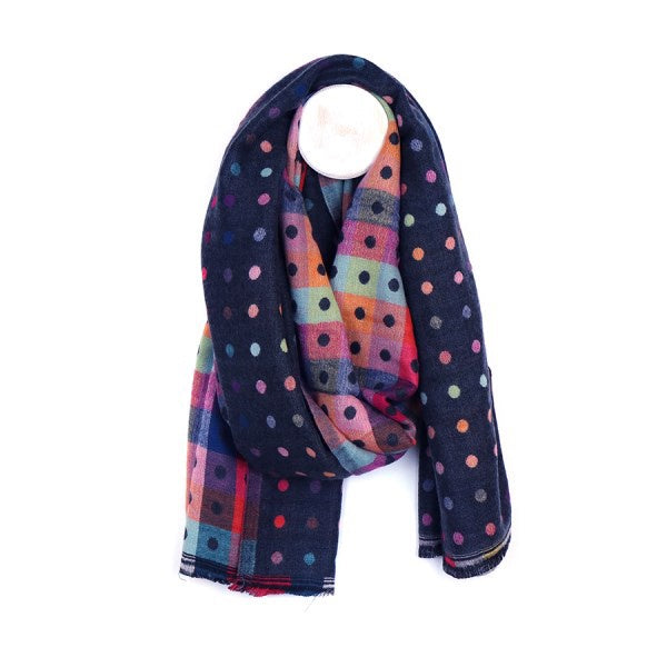 Jacquard Mulitcoloured Spot Reversible Scarf