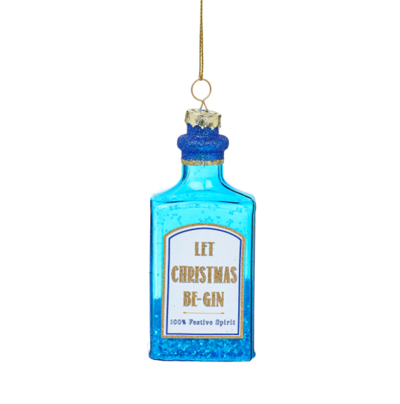Blue Gin Bottle Shaped Bauble