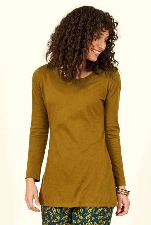 Boat Neck Top in Antique Mustard