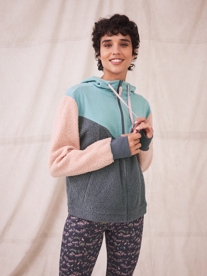 Colourblock Borg Hoodie