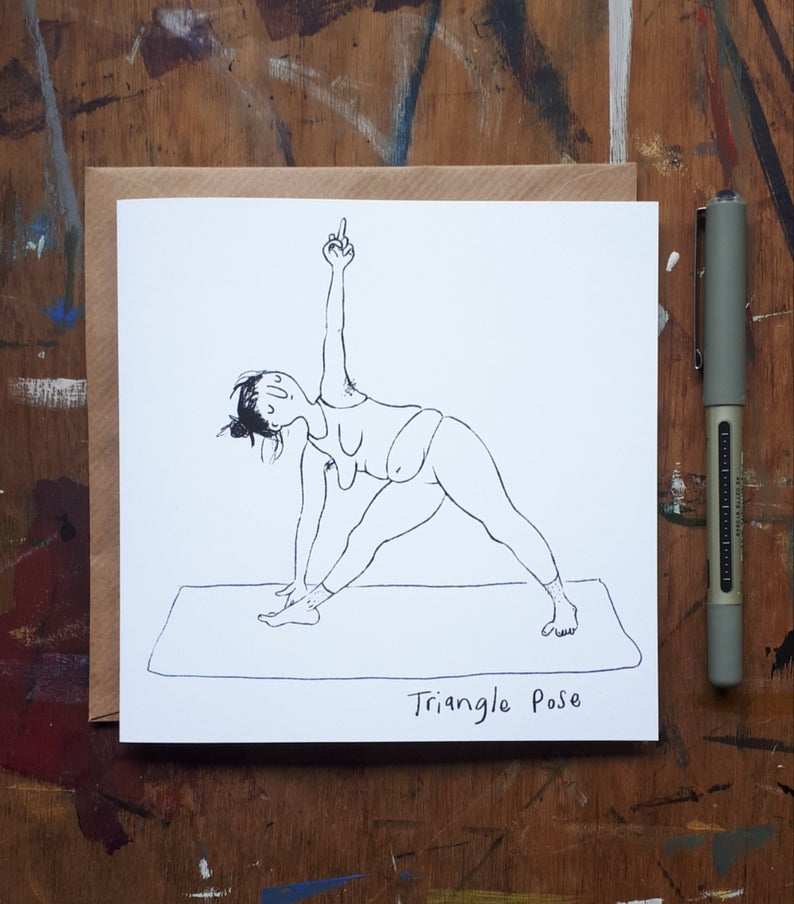 Yoga Triangle Pose Greetings Card