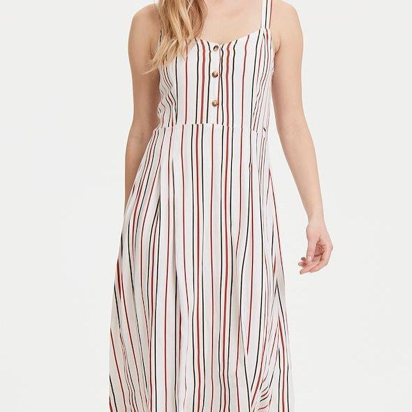Dagny Dress - Striped - Paprika and Army Green
