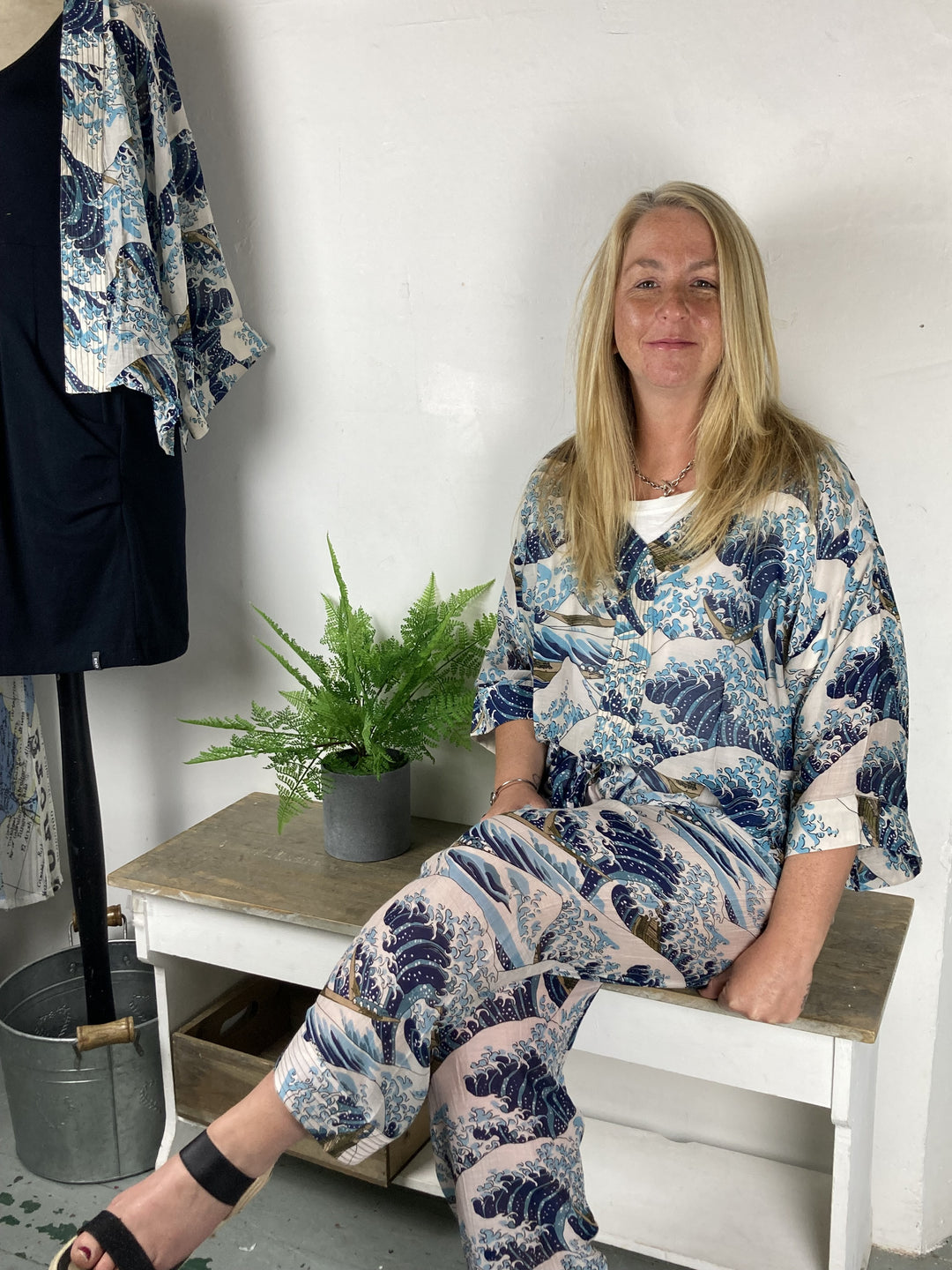 Wave Print Top & Palazzo Set
