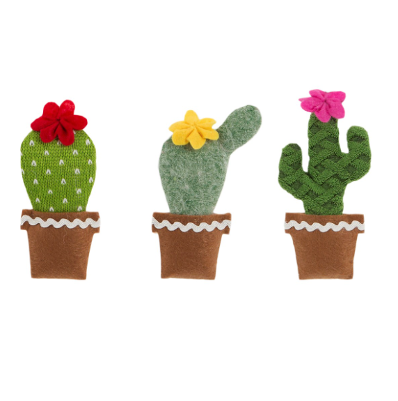 Set of 3 Blooming Cacti Hanging Decoration